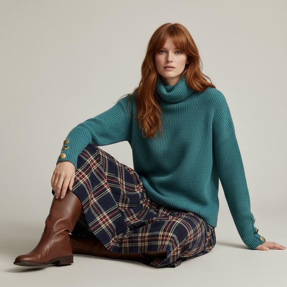 Esqualo Button Cuff Knit Sweater Blue Size S - Picture 1 of 7